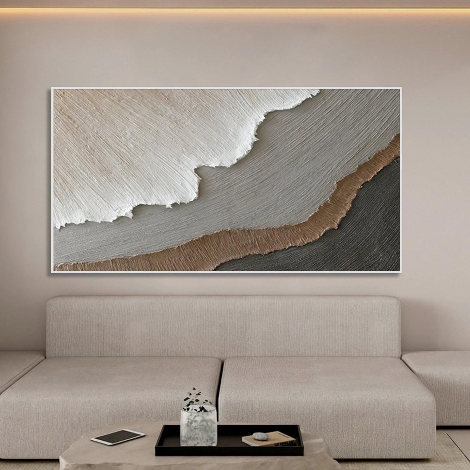 Ocean vagues texture abstraite de minimalisme d’art de mur Peintures à l'huile